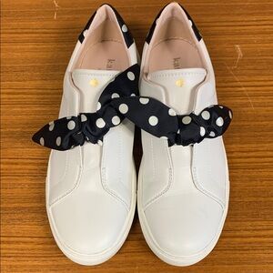 Kate Spade East End Ties Black and White Polka Dot Slip On Sneakers Size 8.5B